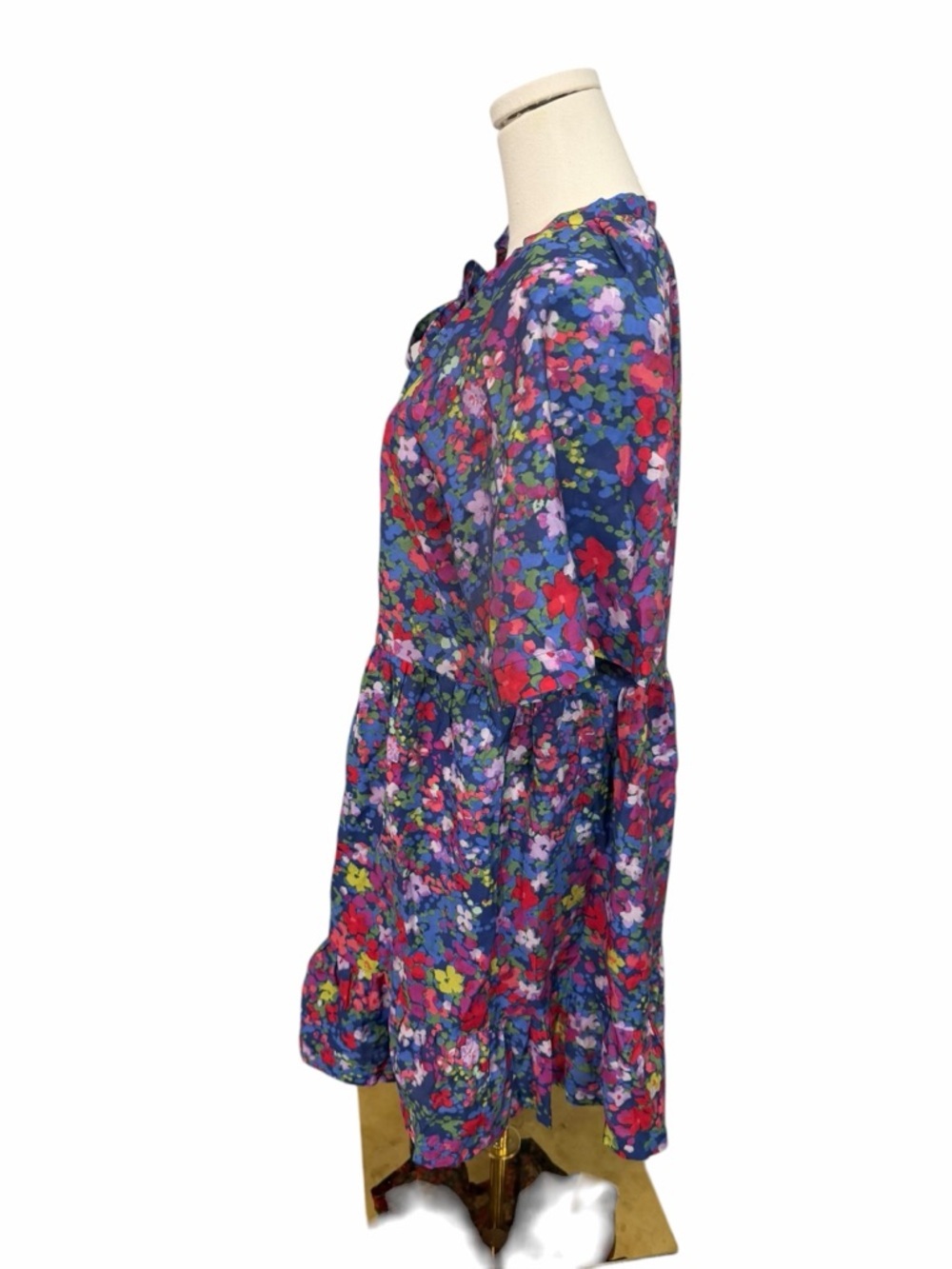 Summersalt Floral Print Tie Neck Tiered Knee Length Size S/M Beach Coastal - Picture 6 of 11